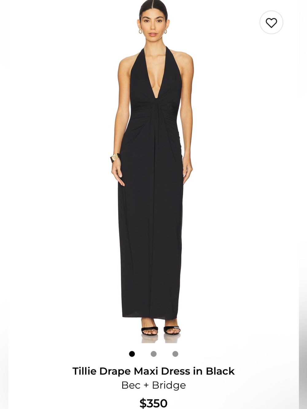 bec + bridge Tillie Drape Maxi Dress Black Size 6